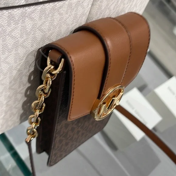 Michael Kors Carmen Small Logo Smartphone Crossbody BagBrownNWT
